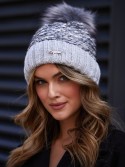 Light gray winter hat with ribbing C11 - Online store - Boutique